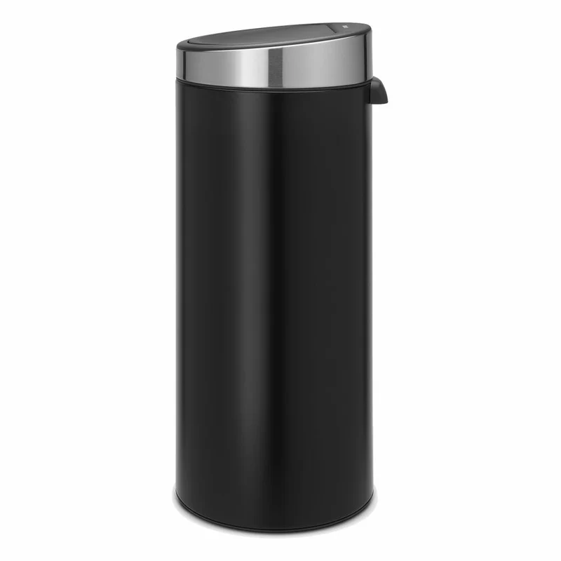 Brabantia Mülleimer Touch Bin New, Abfalleimer, Müllbehälter, Stahl, Matt Black / Silber, 30 L, 115448