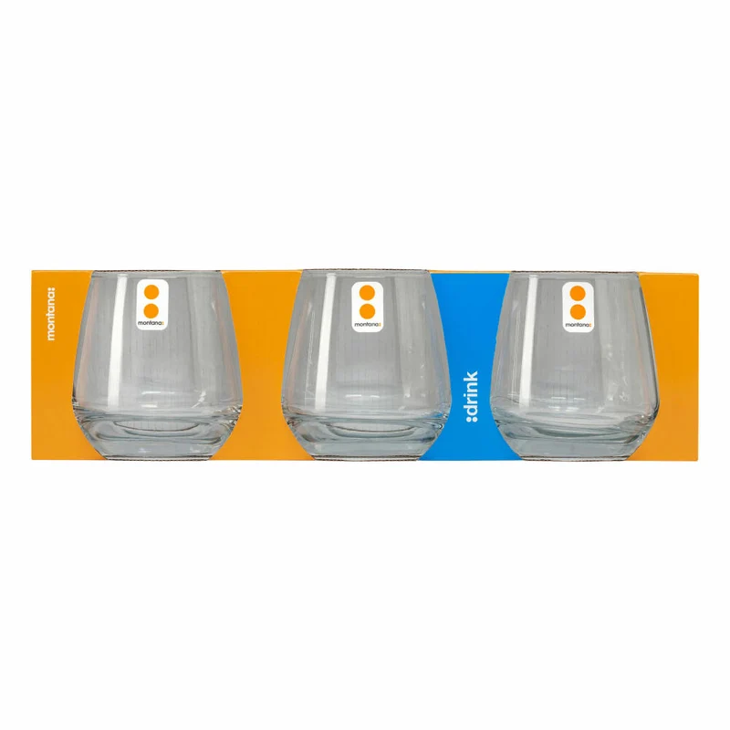 montana Trinkglas :drink 3er Set, Becher, Kalk-Natron-Glas, Klar, 340 ml, 046004