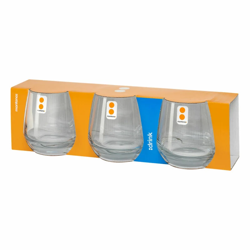 montana Trinkglas :drink 3er Set, Becher, Kalk-Natron-Glas, Klar, 340 ml, 046004