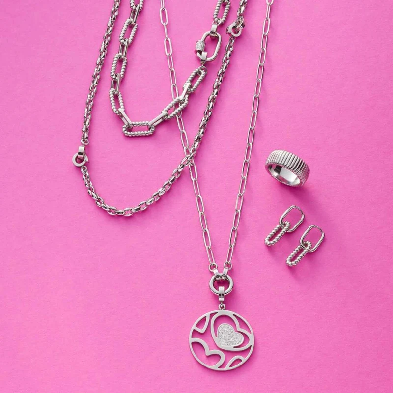 Leonardo Jewels Halskette 50 Romea Clip & Mix, Kette, Schmuck, Edelstahlkette, Edelstahl, Silber, 023272