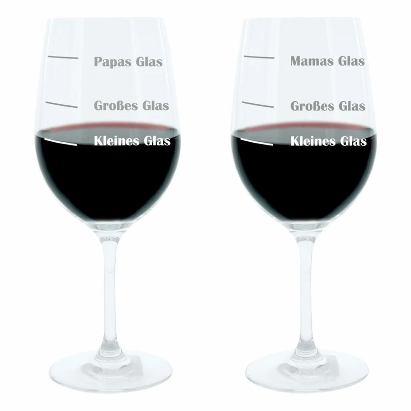 Leonardo Weinglas XL, Mamas und Papas Glas, Mutti, Mutter, 2er Set, Geschenk Stimmungsglas mit lustiger Gravur, Mood Wein Glas, 610ml