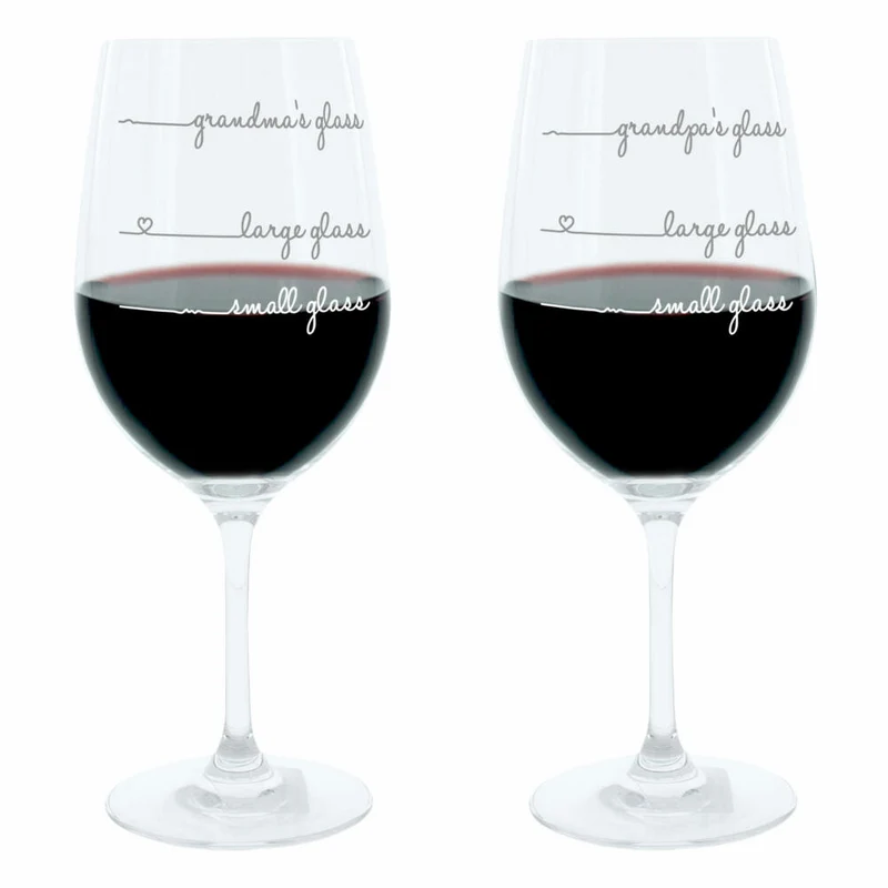 Leonardo Weinglas XL, Grandmas und Grandpas Glass Handwriting, 2er Set, Geschenk Stimmungsglas mit lustiger Gravur, Mood Wein Glas, 610ml