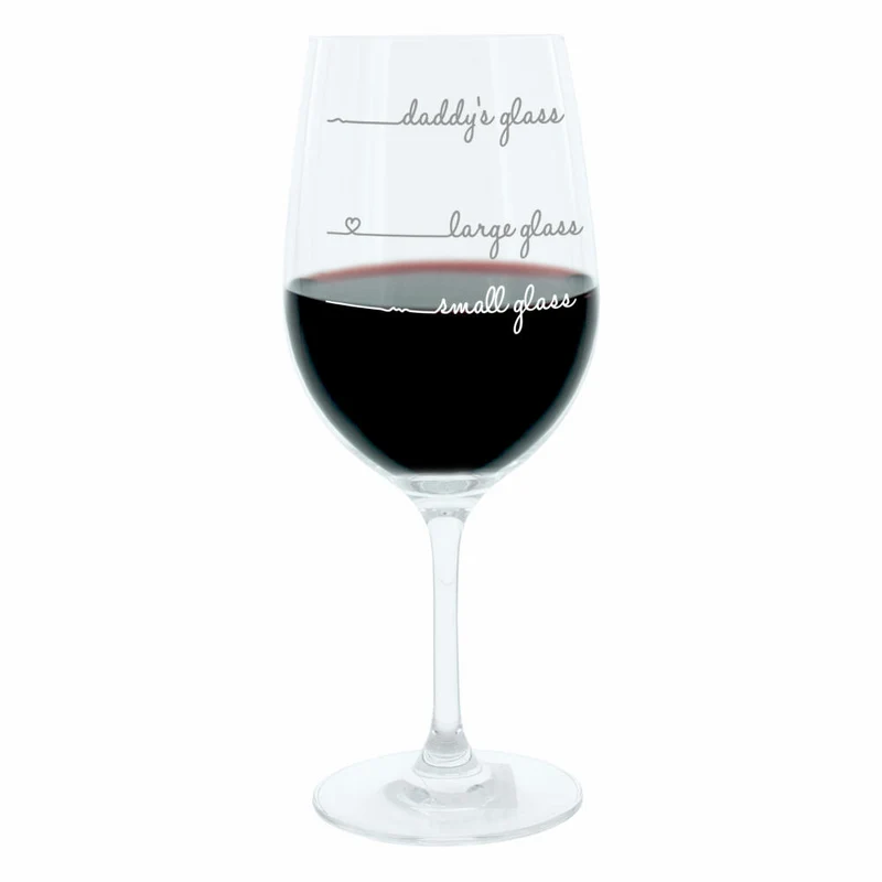 Leonardo Weinglas XL, Daddys Glass Handwriting, Geschenk Stimmungsglas mit lustiger Gravur, Mood Wein Glas, 610ml