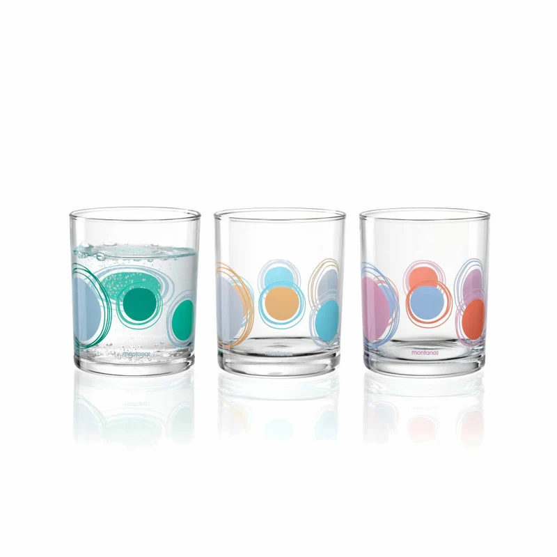 montana Trinkglas :new dots 3er Set, Becher gepunktet, Kalk-Natron-Glas, Mehrfarbig, 240 ml, 046009