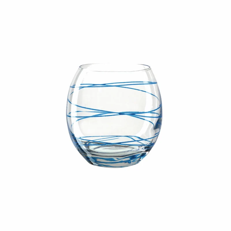 montana Trinkglas :circle, Becher gestreift, Kalk-Natron-Glas, Blau, 390 ml, 027493