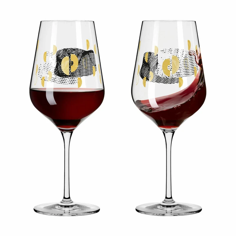 Ritzenhoff Rotweinglas 2er-Set Sagengold 002, Maike Schönebeck, Kristallglas, 570 ml, 3401002