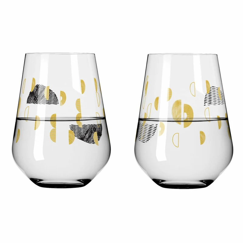 Ritzenhoff Wasserglas 2er-Set Sagengold 002, Maike Schönebeck, Kristallglas, 540 ml, 3421002