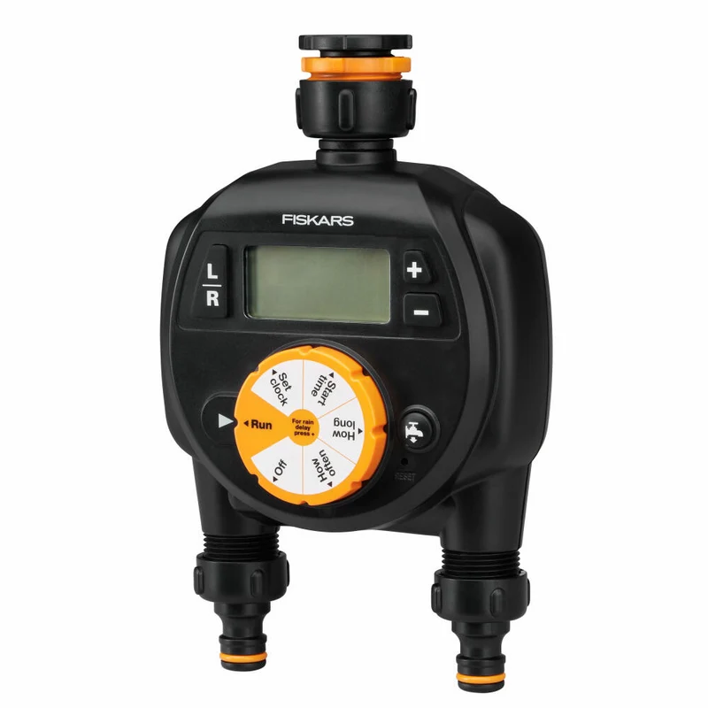 Fiskars Zeitschaltuhr / Timer mit 2 Ausgängen, Schlauchtimer, Wasseruhr, 1054792