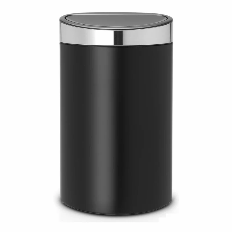 Brabantia Mülleimer Touch Bin New, Abfalleimer, Müllbehälter, Stahl, Matt Black / Silber, 40 L, 114847