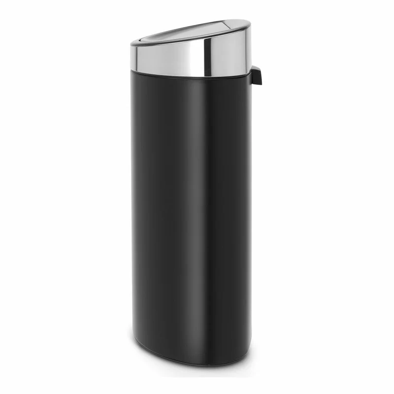 Brabantia Mülleimer Touch Bin New, Abfalleimer, Müllbehälter, Stahl, Matt Black / Silber, 40 L, 114847