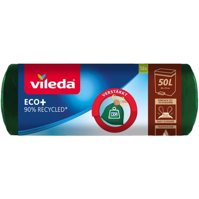 Vileda ECO+ Müllbeutel, 50 Liter, mit Zugband