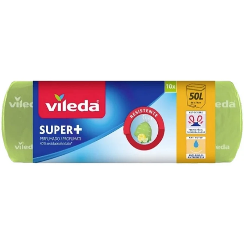 Vileda SUPER+ 50 Liter Müllbeutel, Zitrus Duft