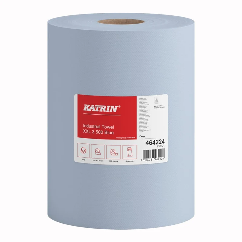Katrin Industrieputzrolle XXL 3-lagig, 500 Blatt, blau
