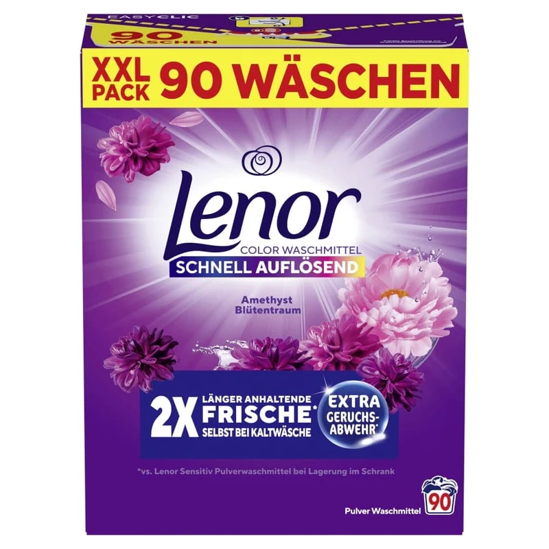 Lenor Colorwaschmittel Pulver Amethyst Blütentraum, 4,5 kg (90 WL)