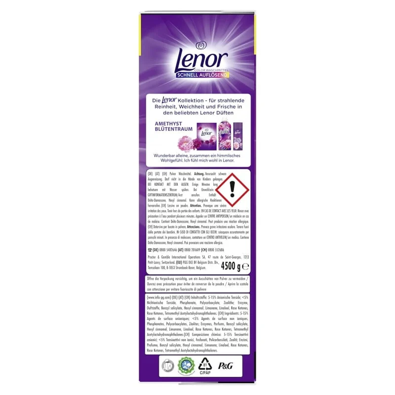 Lenor Colorwaschmittel Pulver Amethyst Blütentraum, 4,5 kg (90 WL)