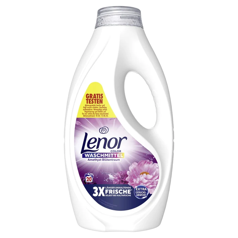 Lenor Color Flüssigwaschmittel Amethyst Blütentraum, 20 und 100 WL