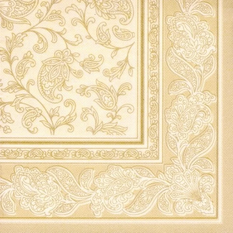 Papstar Servietten, 1/4-Falz,40 cm x 40 cm Ornaments champagner