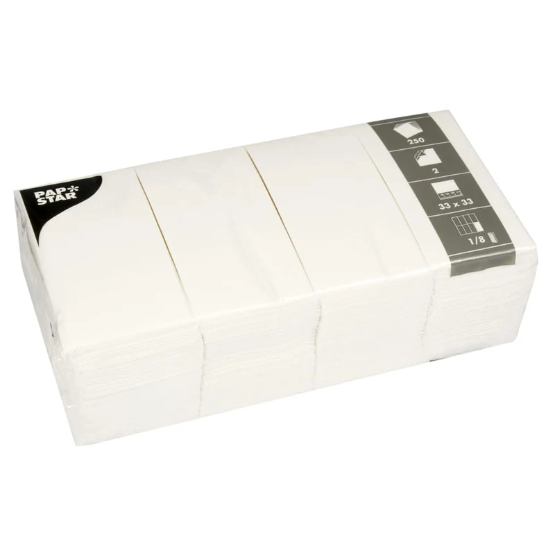 Papstar Servietten, weiß, 33 x 33 cm, 1/8 Falz, 2-lagig