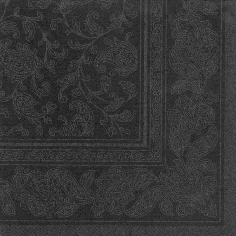 Papstar Servietten, 1/4-Falz, 40 cm x 40 cm Ornaments schwarz