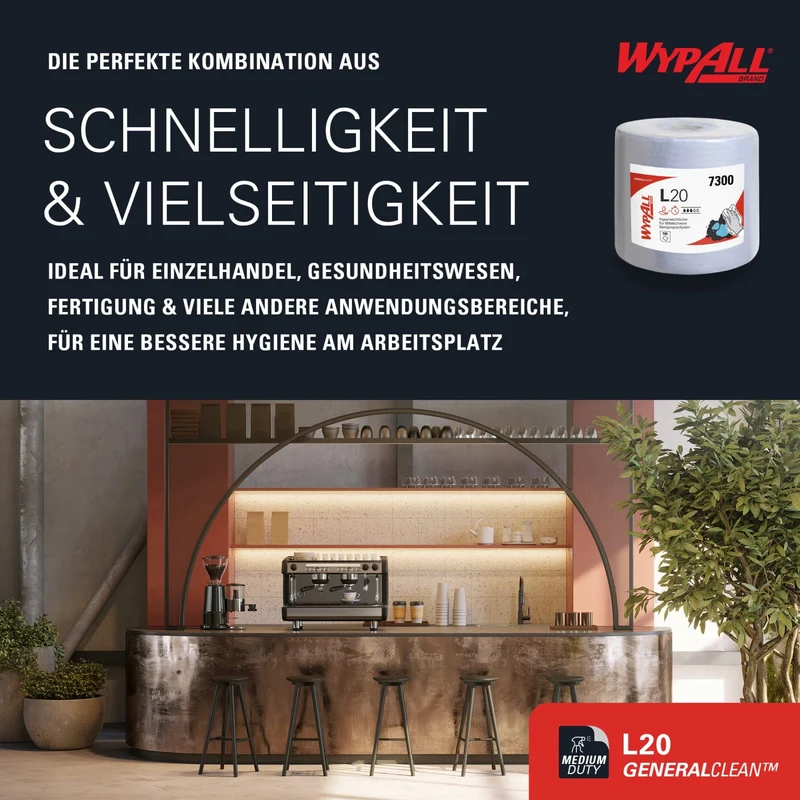 WypAll L20 Wischtücher Großrolle, blau, 2-lagig