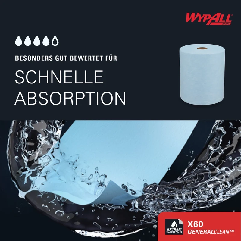 WypAll X60 Wischtücher, 1-lagig, Hydroknit