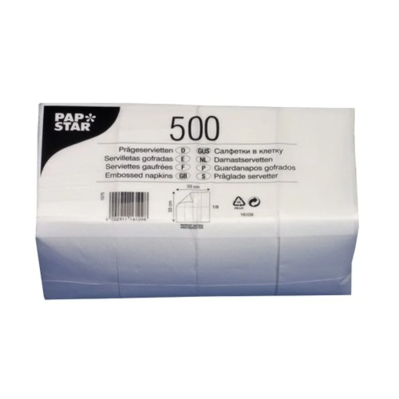 Papstar Servietten, 1-lagig, 1/8-Falz 33 cm x 33 cm weiß