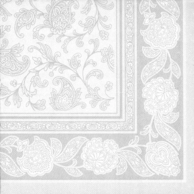Papstar Servietten, 1/4-Falz, 40 cm x 40 cm Ornaments weiß