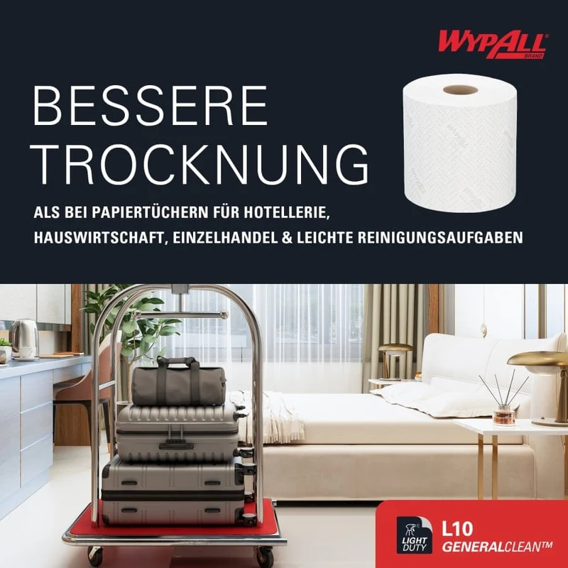 WypAll L10 Reinigungstücher Zentralentnahme, weiß, 1-lagig