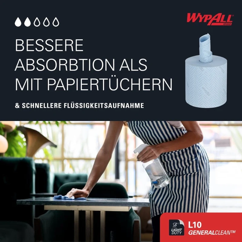 WypAll L10 Wischtücher Zentralentnahme, blau, 1-lagig