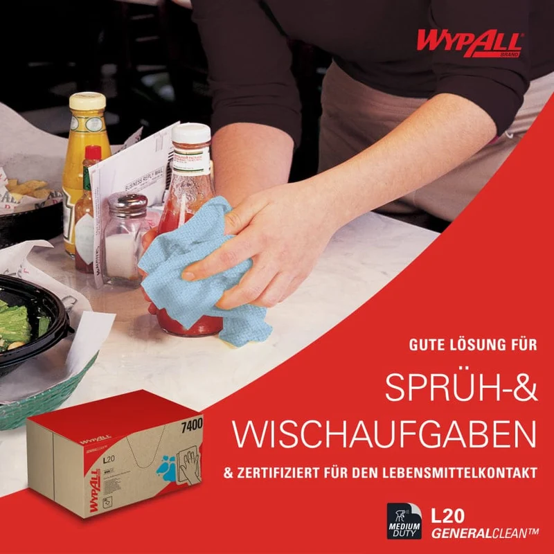 WypAll L20 Reinigungstücher BRAG Box, blau, 2-lagig