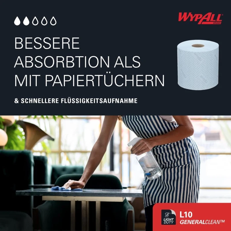 WypAll L10 Papierreinigungstücher Zentralentnahme, blau