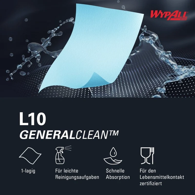 WypAll L10 Papierreinigungstücher Zentralentnahme, blau