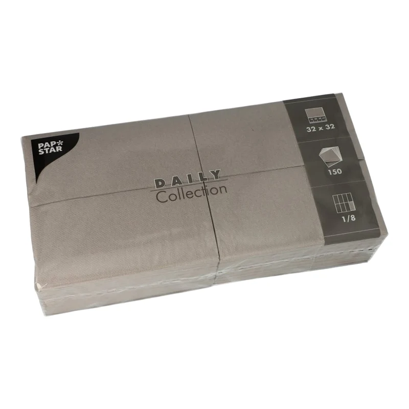 Papstar DAILY Collection Servietten, 32x32 cm, 1/8 Falz, grau