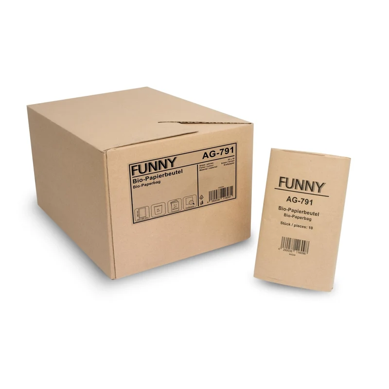 Funny Bio-Papierbeutel Kraftpapier, braun, unbedruckt, ca. 10 l, 200 + 160 x 360 mm