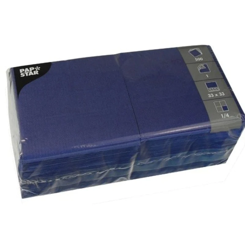 Papstar Servietten, 33 x 33 cm, 1-lagig, 1/4 Falz Blau
