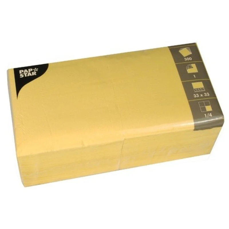 Papstar Servietten, 33 x 33 cm, 1-lagig, 1/4 Falz gelb