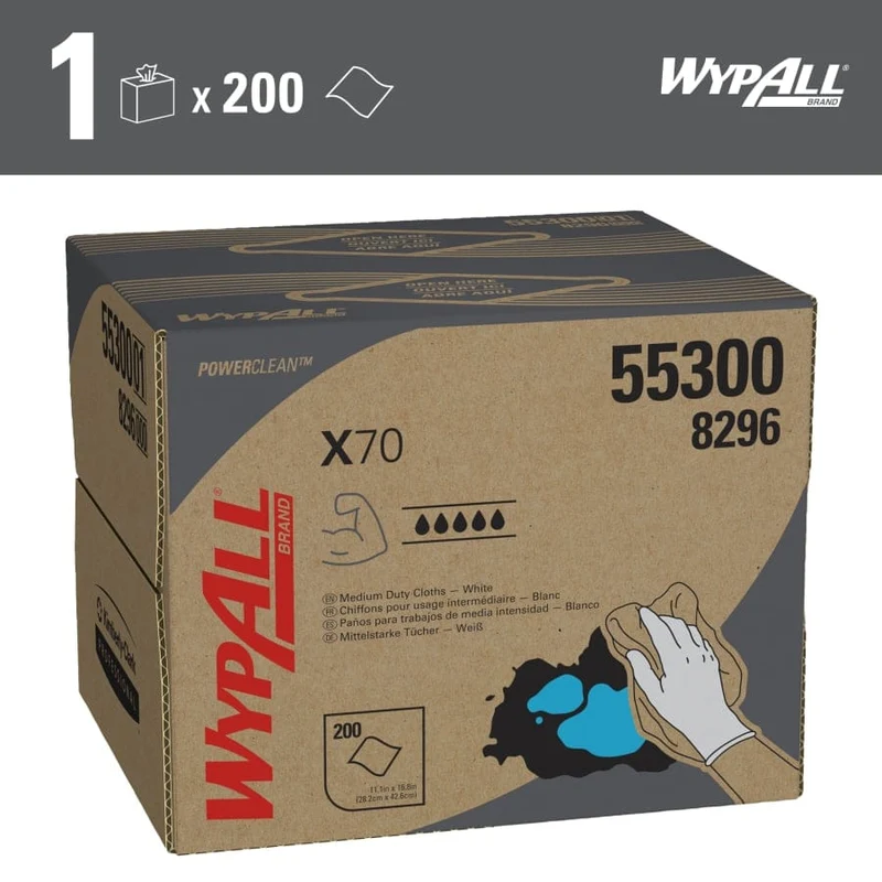 WypAll X70 Wischtücher Brag Box, weiß, 200 Tücher
