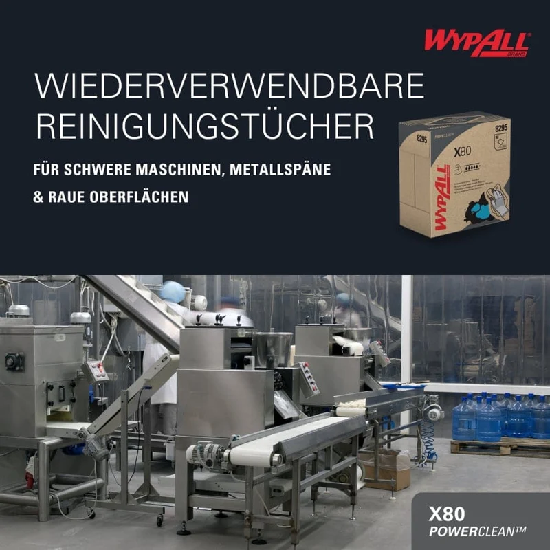 WypAll X80 Power Clean Reinigungstücher Zupfbox, stahlblau