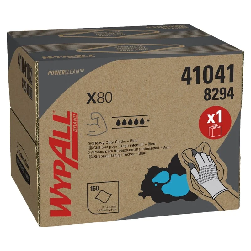 WypAll X80 Power Clean Wischtücher Brag Box, stahlblau