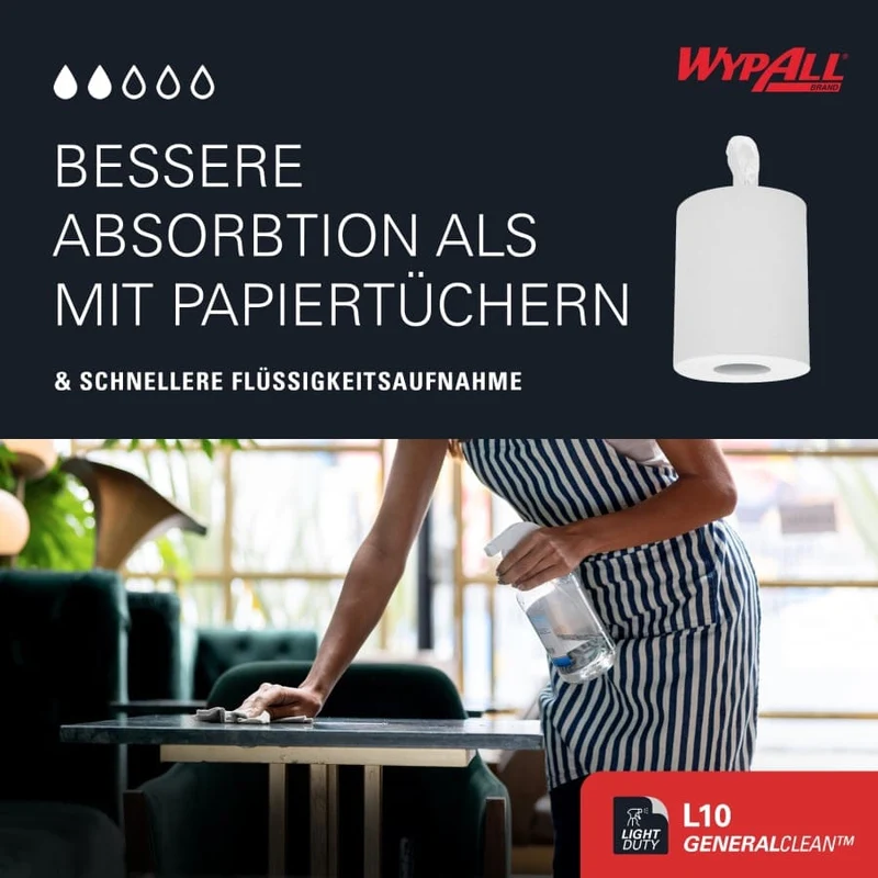 WypAll L10 Reinigungstücher Zentralentnahme, weiß, 390 Blatt