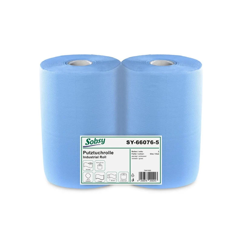 Sobsy Putztuchrolle, 36 x 37,5 cm, Ø 25 cm, 2-lagig, blau