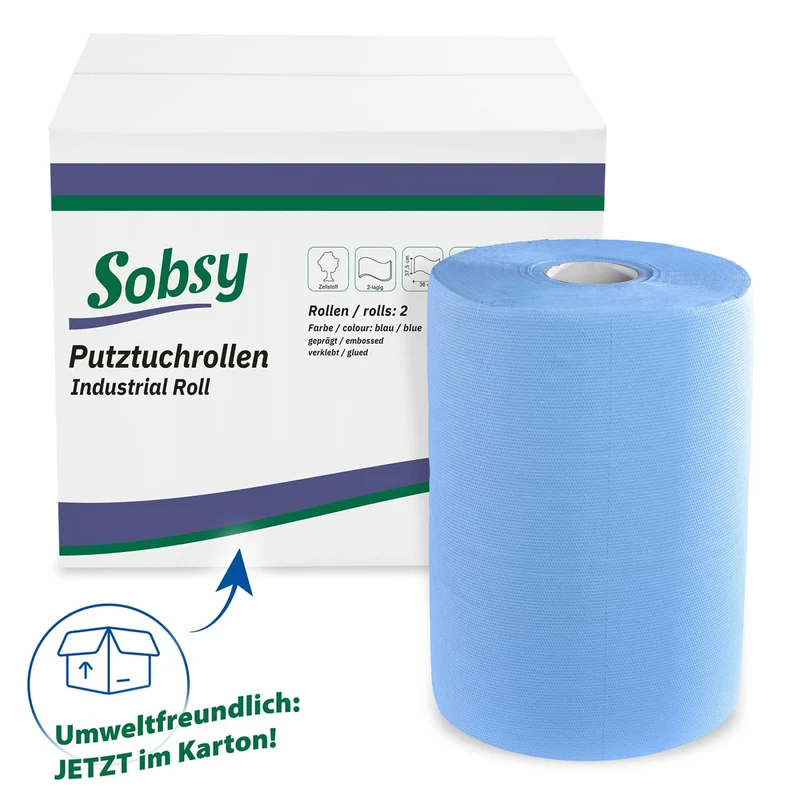Sobsy Putztuchrolle, 36 x 37,5 cm, Ø 25 cm, 2-lagig, blau