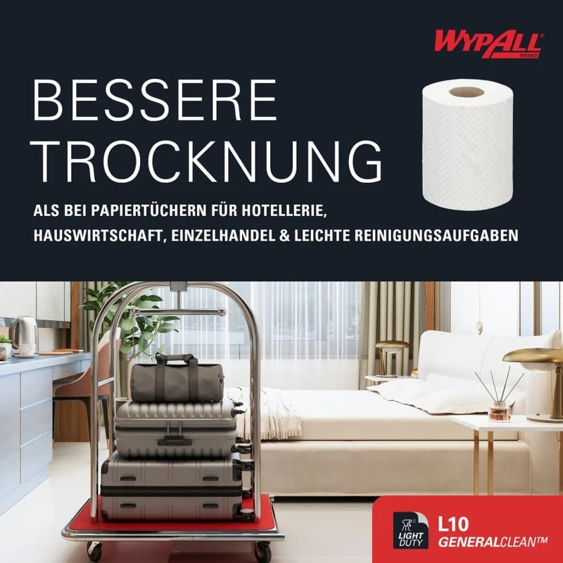 WypAll L10 Papierreinigungstücher Zentralentnahme, weiß, 430 Blatt