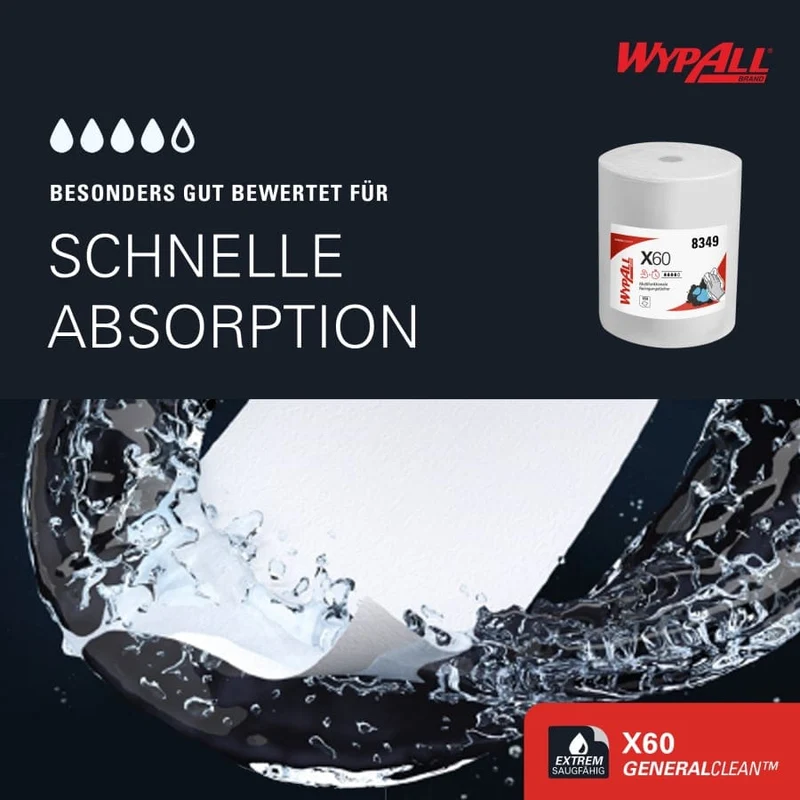 WypAll X60 Reinigungstücher Großrolle, weiß