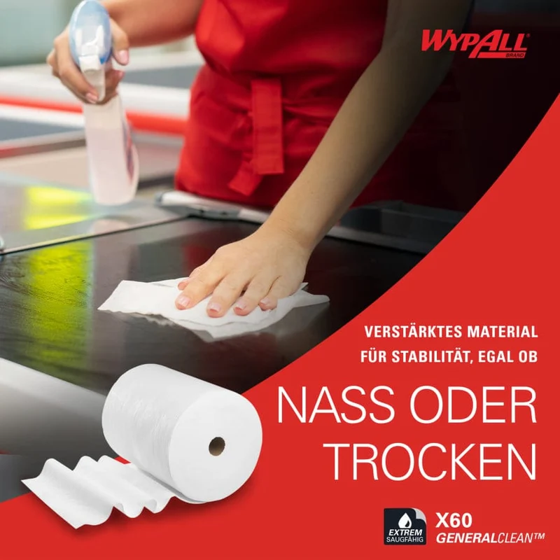 WypAll X60 Reinigungstücher Großrolle, weiß