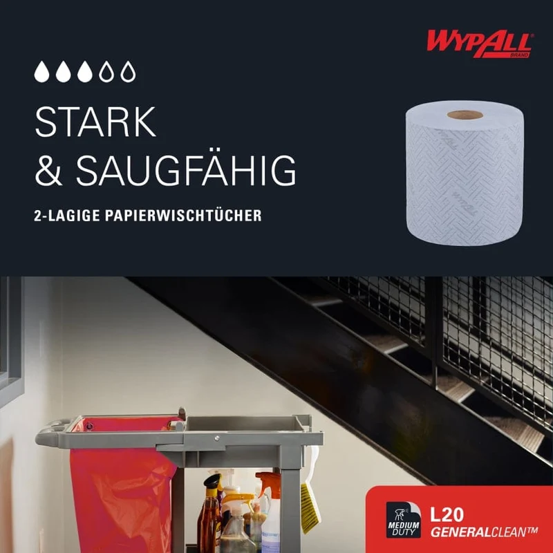 WypAll L20 Wischtücher Zentralentnahme, blau, 2-lagig