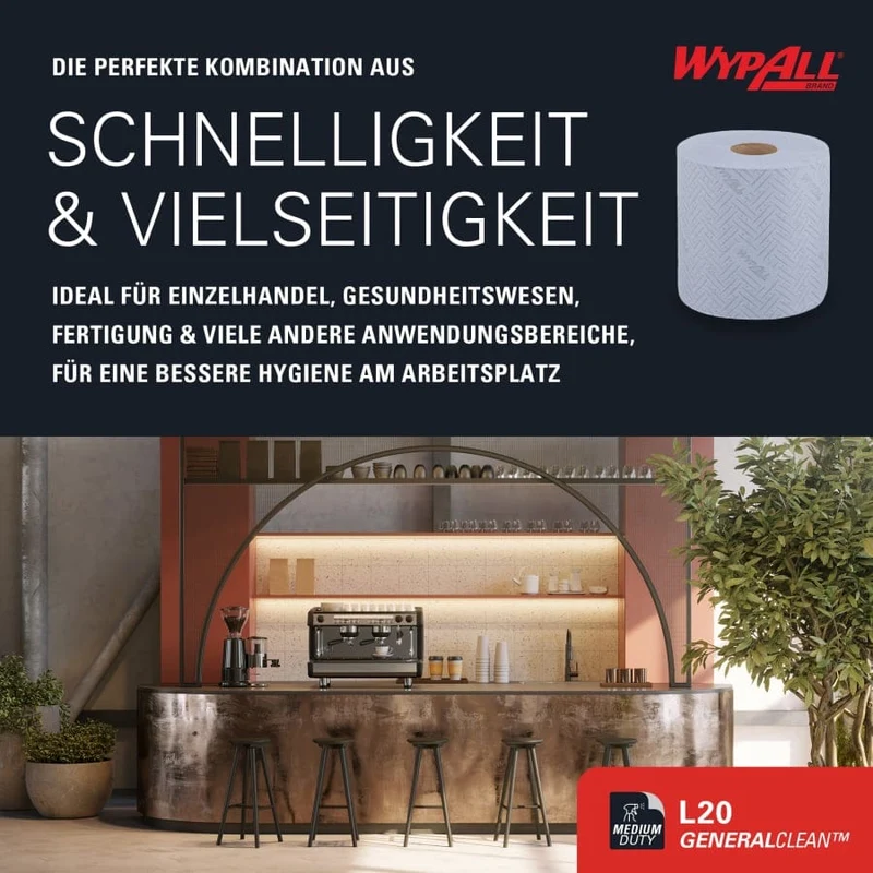 WypAll L20 Wischtücher Zentralentnahme, blau, 2-lagig