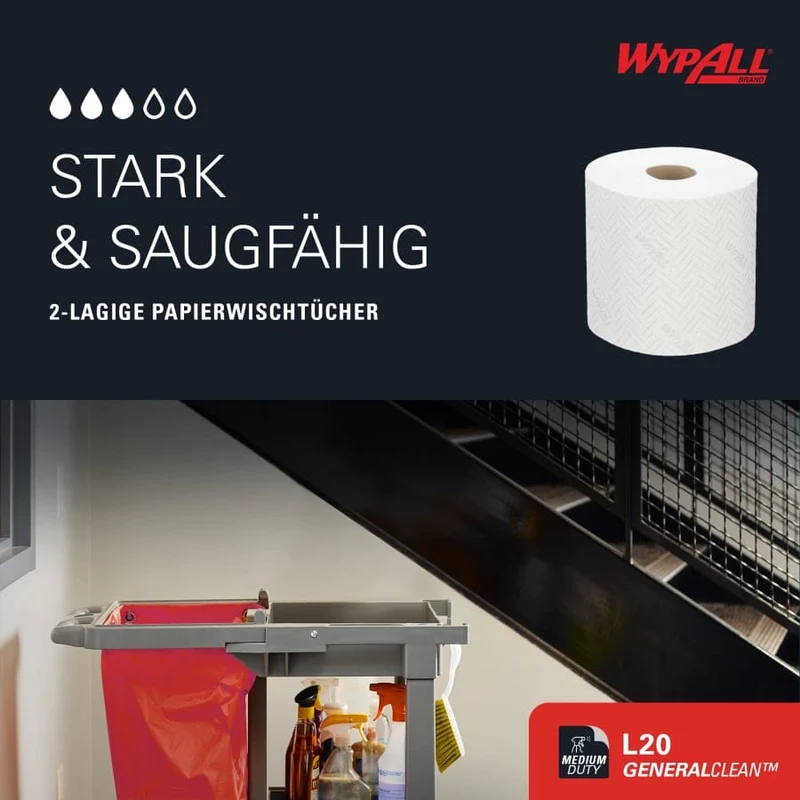 WypAll L20 Wischtücher Zentralentnahme, weiß, 550 Tücher