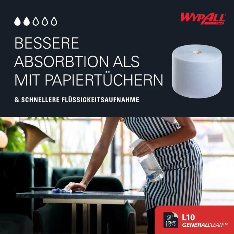 WypAll L10 Wischtücher Großrolle, 1-lagig, blau
