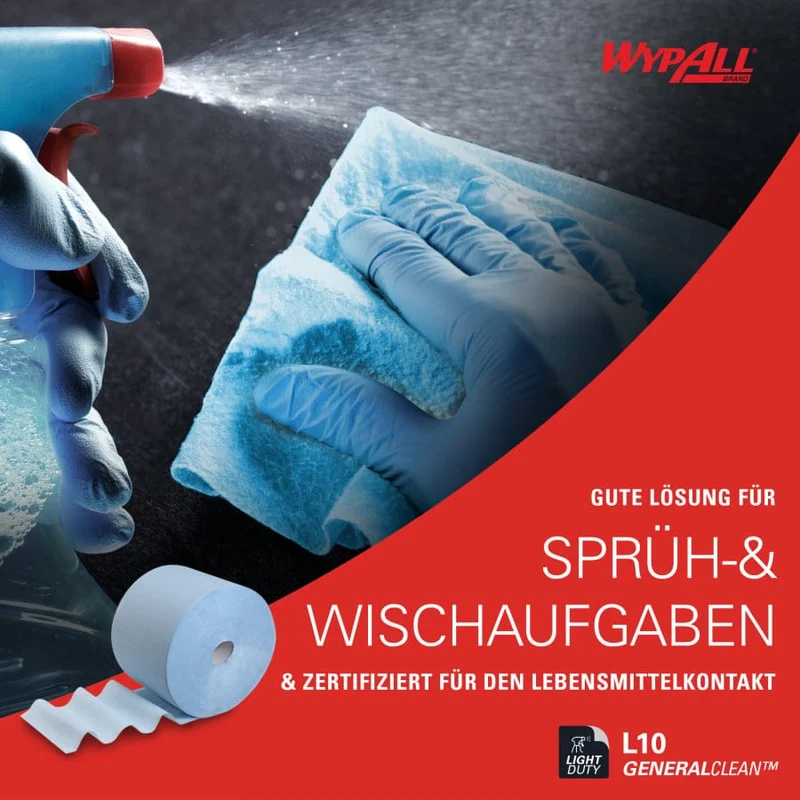 WypAll L10 Wischtücher Großrolle, 1-lagig, blau